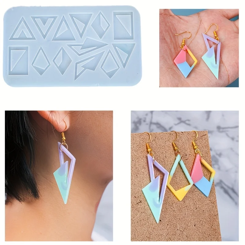 

Diamond Triangle Earrings Silicone Mold Diy Personality Multi-shape Jewelry Pendant Making Small Pendant Decorative Mold Handicr