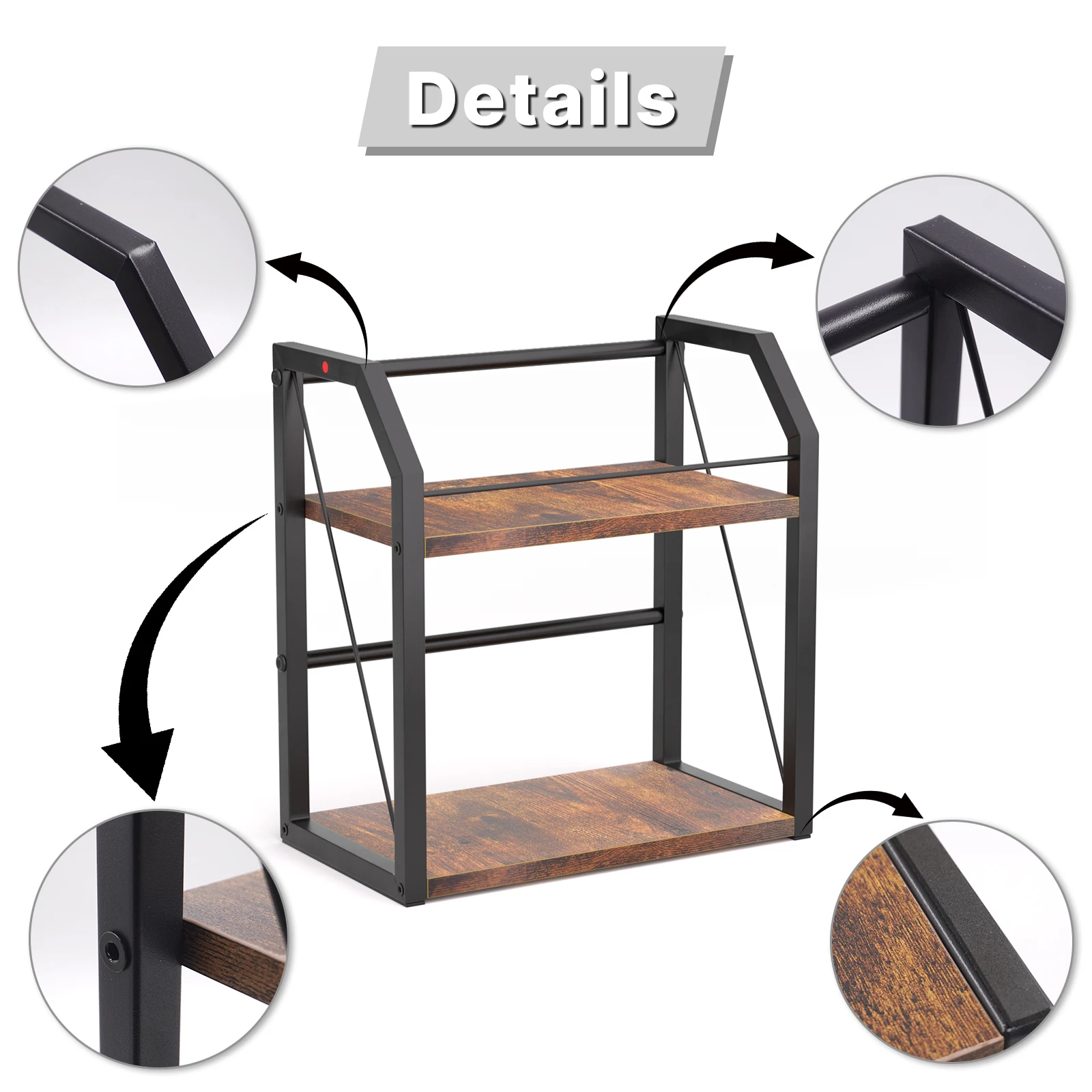 New 2Layer CD+DVD Organizer Rack Iron Wood Display Shelf Space-Saving Storage Display Rack for Movies Music Game Discs CDs DVDs - view 6