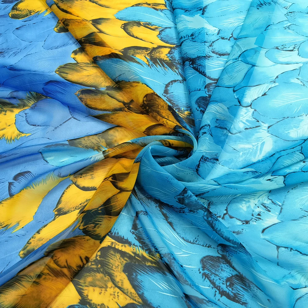 100cm*148cm Ice Blue Positioned Feather Chiffon Dress Scarf Soft Dropping Summer Fabric