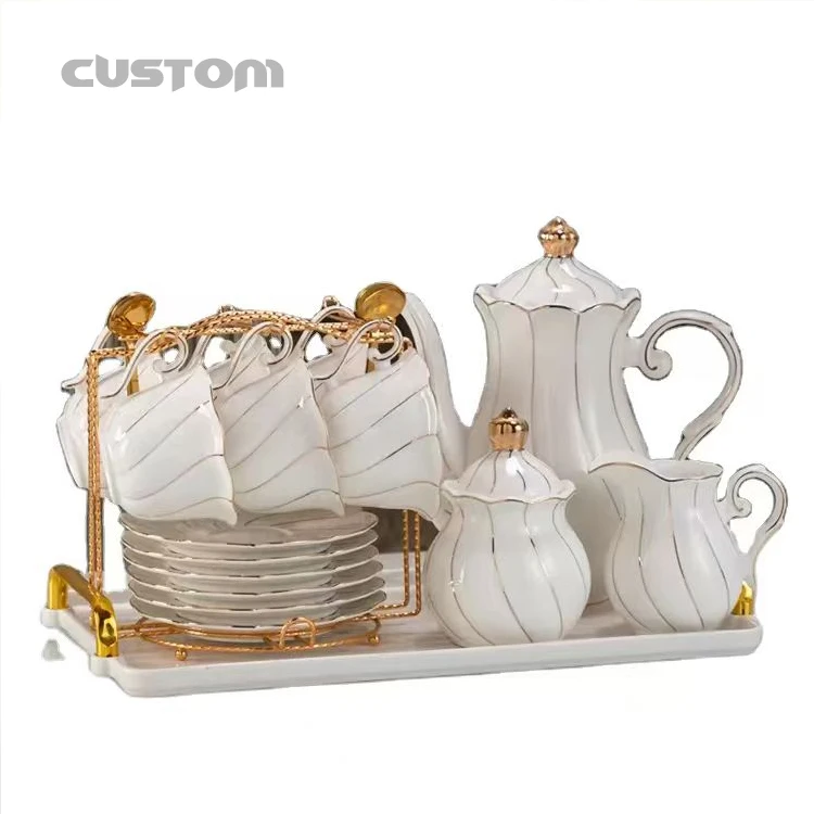 

European Afternoon Luxury Sugar Tea Coffee Canisters Set Porcelain Tea Gift Set Ceramic Tea Pot Set