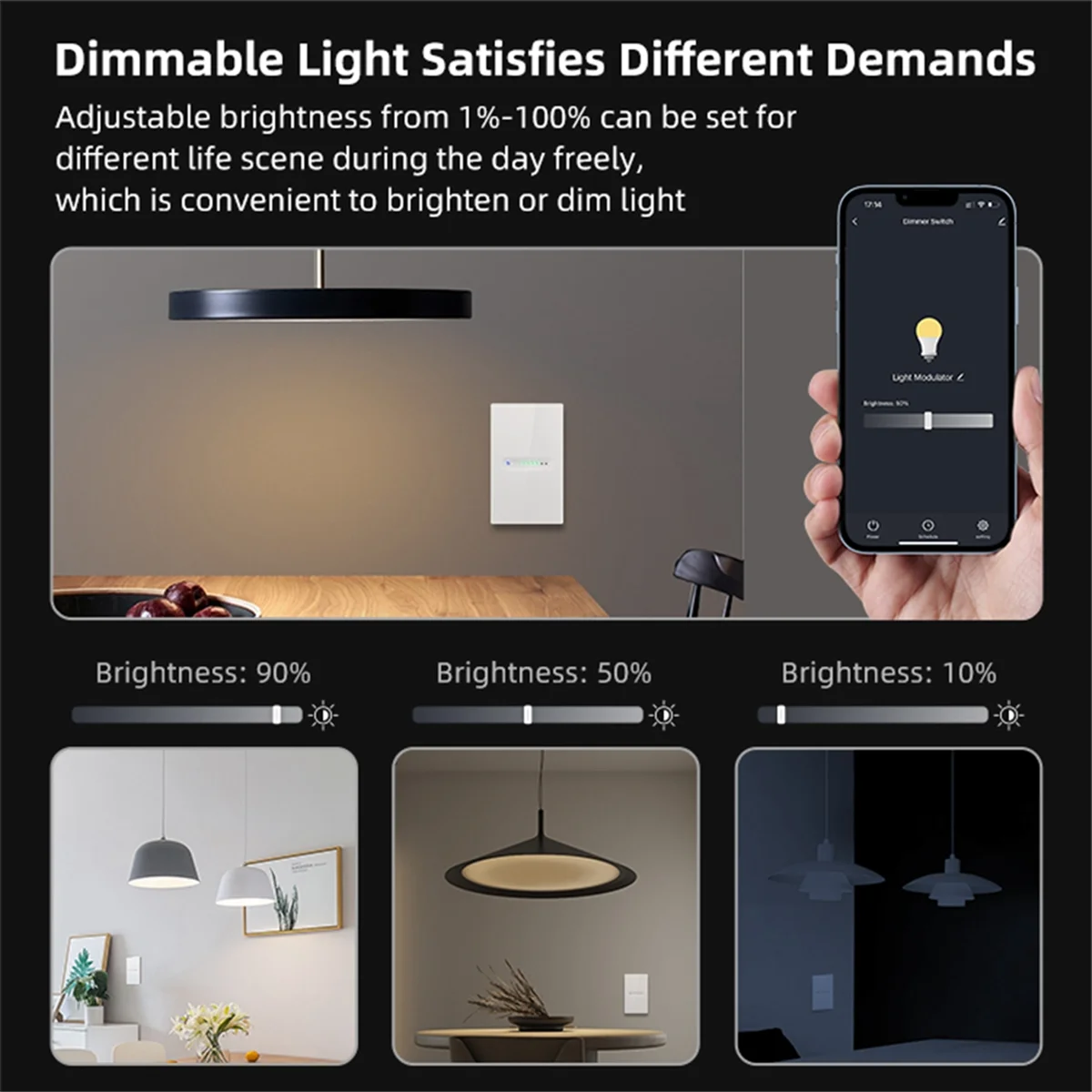 

Tuya WiFi Smart Dimmer Switch 2 Gang Dimmer Light Switch Touch Panel APP Remote Control Works with Alexa Google Home,C