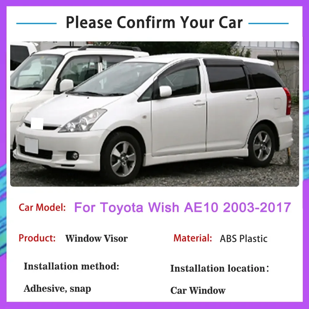 For Toyota Wish AE10 2003~2009 Rain Sunshade Window Visor Deflectors Protective Cover Ventilation Vent Visor Awnings Accessories