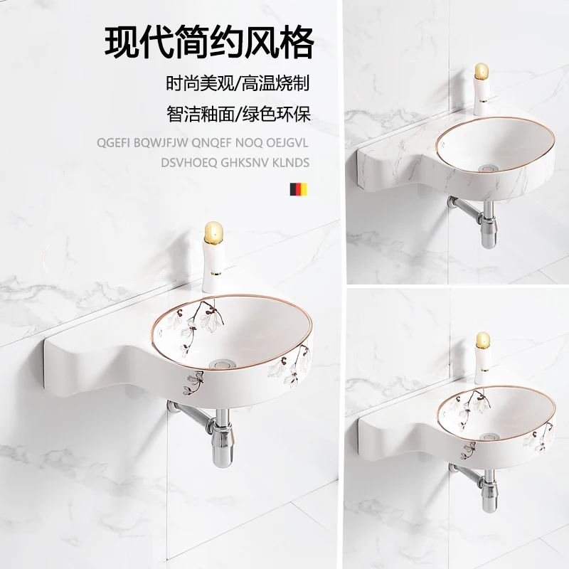 

Wall-mounted mini wash Small apartment bathroom hanging Wash basin Triangle basin Balcony washbasin Ceramic