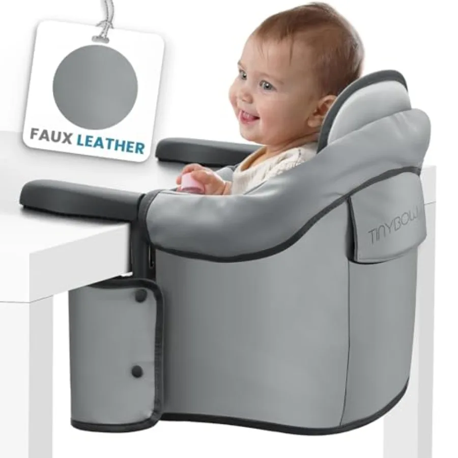 

Elegant Faux Leather Hook-On High Chair - Portable Clip-On for Travel Suitable for Babies