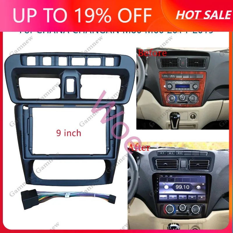 Woe 9 Inch Car Frame Cable Dash Panel Frame Fascia for CHANA Changan M80 M60 Changan M80 M60 2014-2019 Android Big Screen