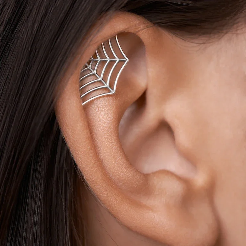 Gothic Spider Web Earring, Punk Tattoo Stud Earring for Halloween Witchy Silver Earring Jewelry Gifts