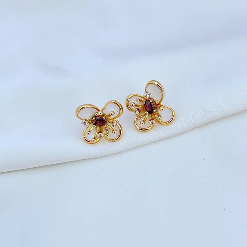 

KS European and American New Fashion Light Luxury Temperament Flower Shape Zircon Niche Women's Exquisite Stud Earrings