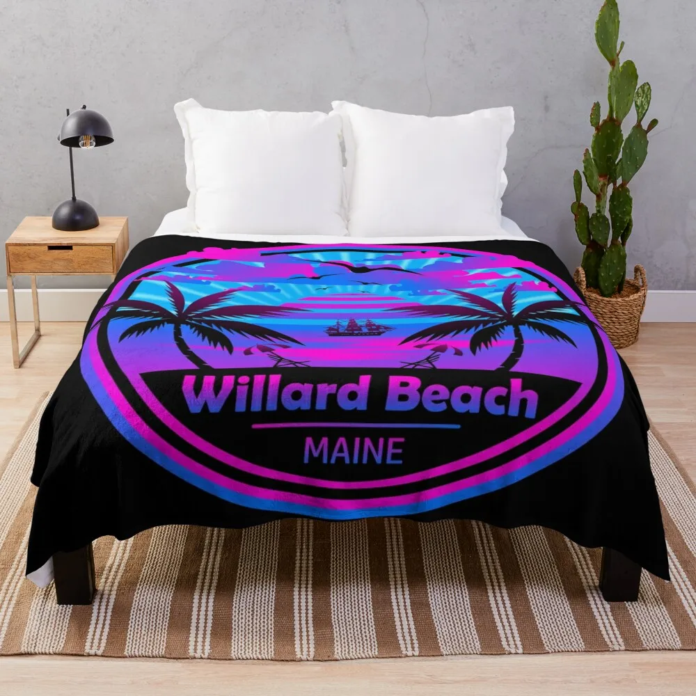 

Willard Beach, Maine, Tropical Palm Trees Sunset Throw Blanket sofa bed Soft Big Quilt Blankets