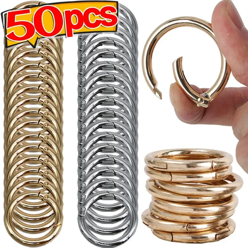 10/50Pcs Spring Clasps O-shaped Openable Round Metal Carabiner Keychain Bag Clips Hook Dog Chain Buckles Connector Keyrings