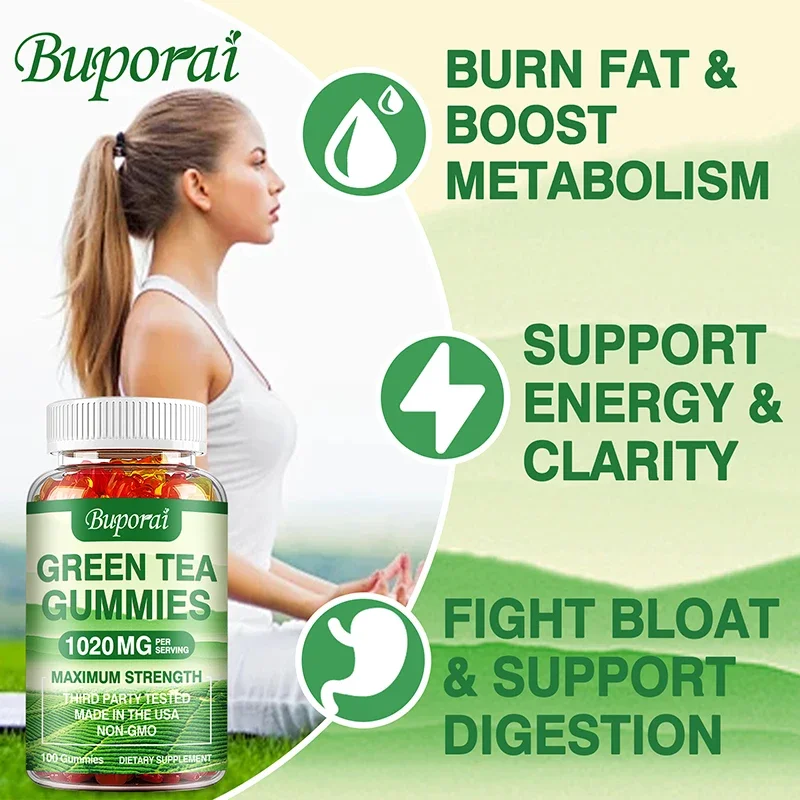 Green Tea Fat Gummies - Burn and Suppress Fat, Control Appetite, Weight, Intestinal Health