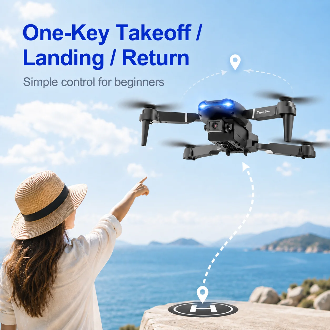 4K HD RC Drone Foldable Dual Camera 90° Adjustable 120° Wide Angle 50X Zoom Altitude Hold 2.4G 100M Remote FPV Quadcopter - view 5