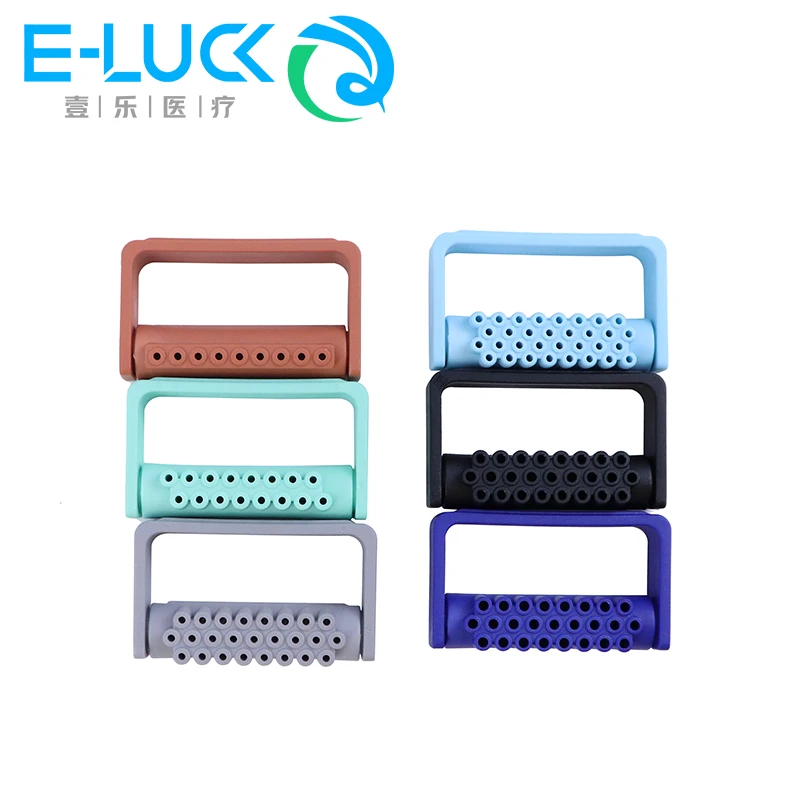 6PCS Plastic Dental Bur Holder Colorful Disinfection Carbide Burs Block Drills Case Sterilizer Holder Box  for Dentist Lab