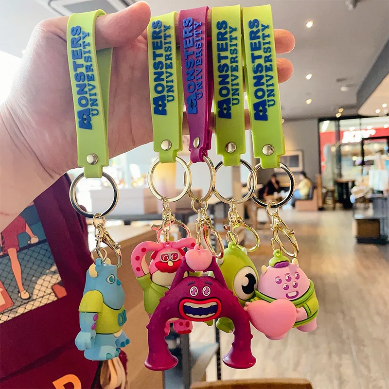 MINISO Monsters University Keychains Mike Wazowski Sulley Key Ring Cartoon Figure Big Eyes Monster Keyring Toys Dolls Kids Gift