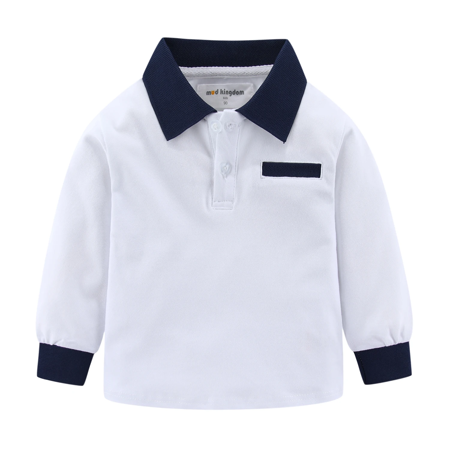 Mudkingdom Little Boys Long Sleeve Polo Shirts Solid Fashion Turn-down Collar Cotton Tops for Kids Clothing Spring Clothes