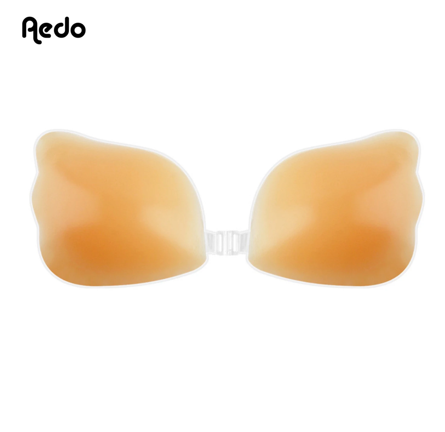 Aedo Wing New Shape 100% Silicone Self-adhesive Invisible Bra Women Sticky Reusable Front Clasp Push-up Seamless Nude Bra 6005GJ