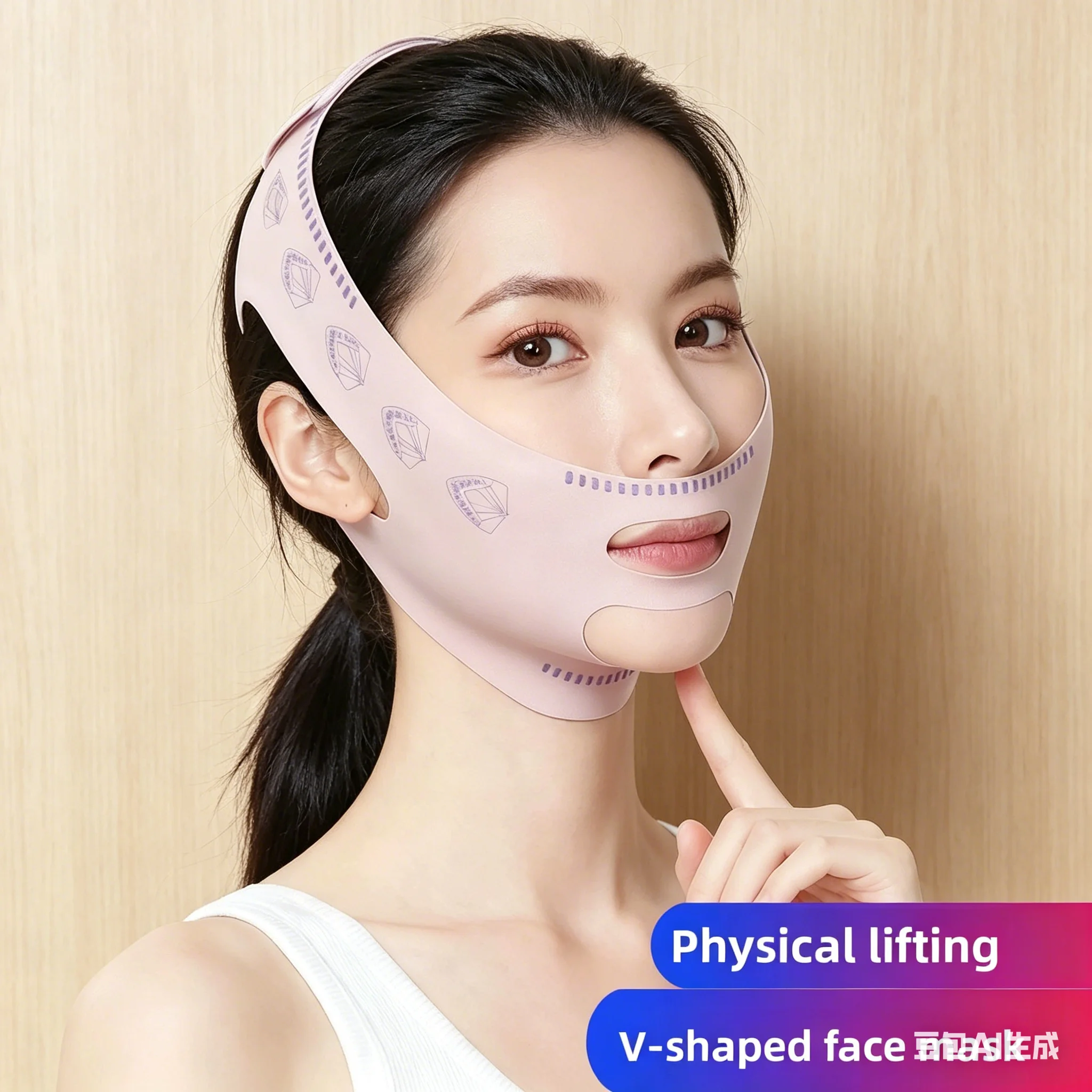 Lifting Mask, Decree Pattern, Face Sleep Bandage, Face Shaping, Tight, Breathable, and Seamless V-face Double Chin Mask