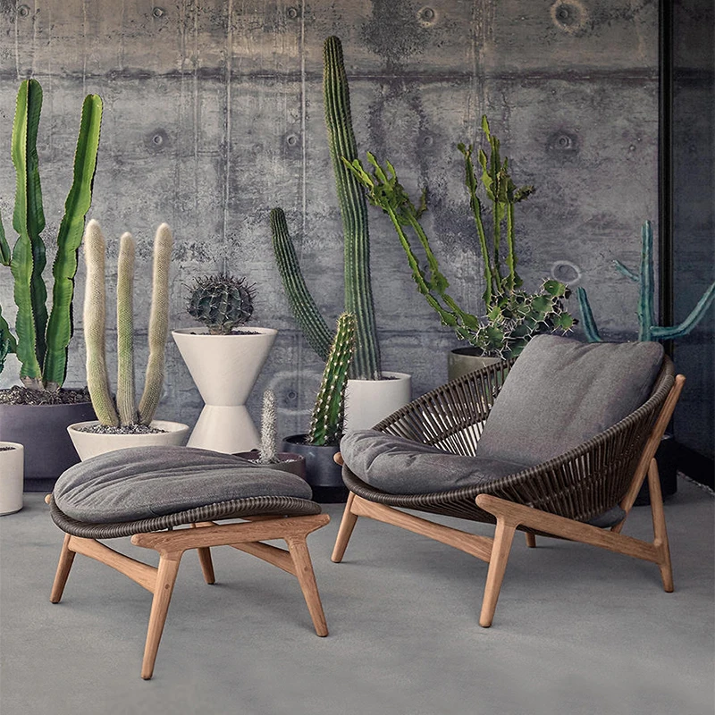 Nordic Freizeit Massivholz Rattan Sofa Outdoor Einzelvilla