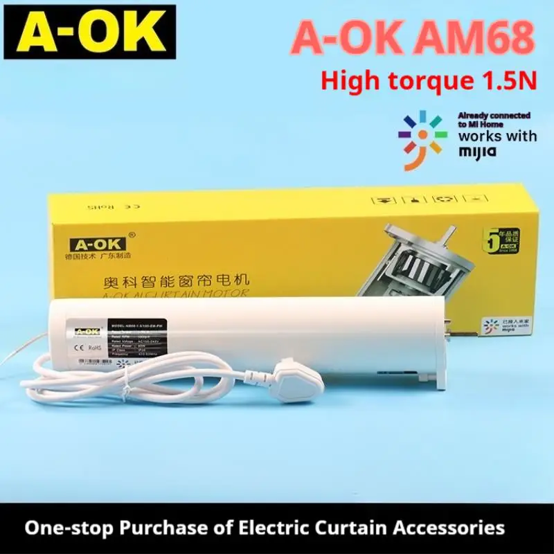 

A-OK AM68 Smart Curtain Motor Voice Control with Xiaomi APP Compatible Electric Roller Shade for Home Automation System