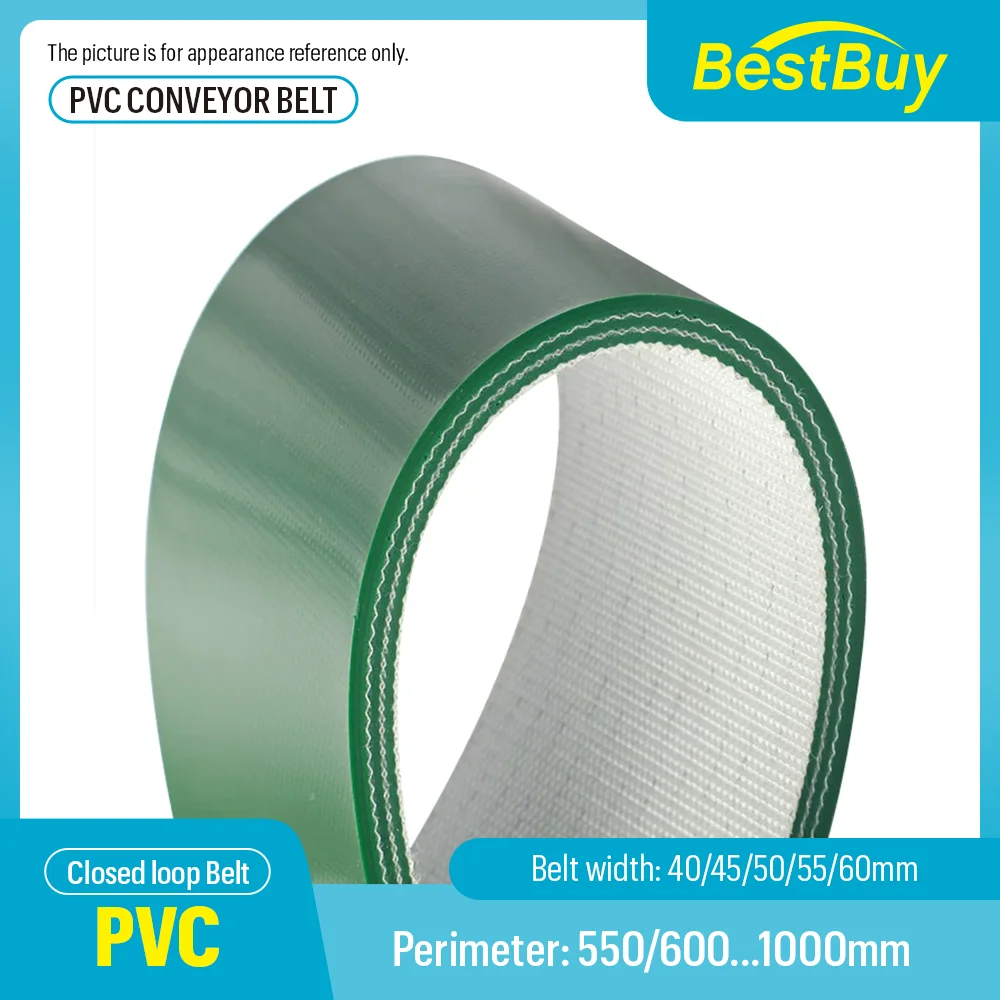 PVC Industrial Transmission Conveyor Belt Custom Sizes Available Perimeter 550mm-1000mm Belt Width 40mm-60mm