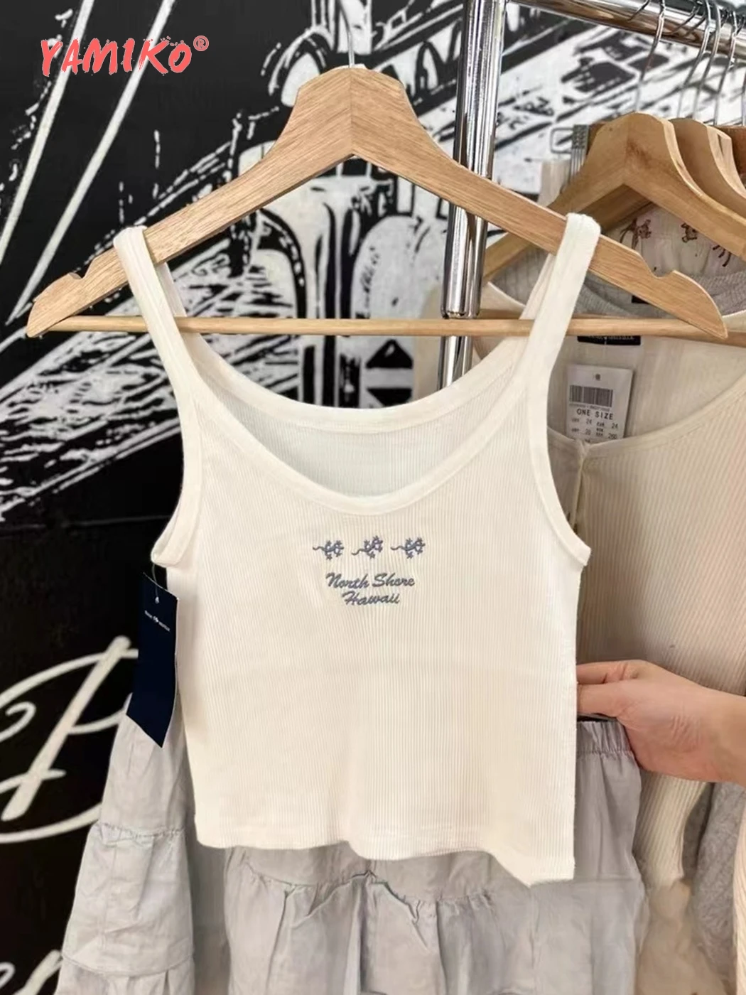 

Letter Embroidery Ribbed Camisole Women Summer Clothes Cotton 2000s Y2K Sexy Tank Top Camis Girls Fashion Youthful Crop Top 2024