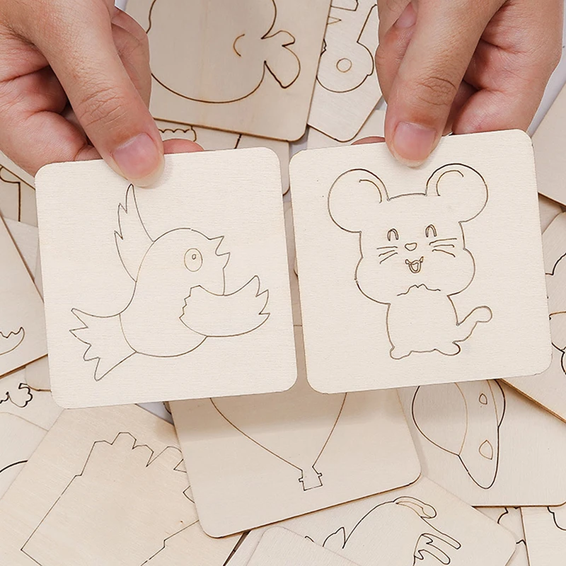 42PCS Children's Drawing Template Drawing Tool Set Wooden DIY Drawing Templates With Markes