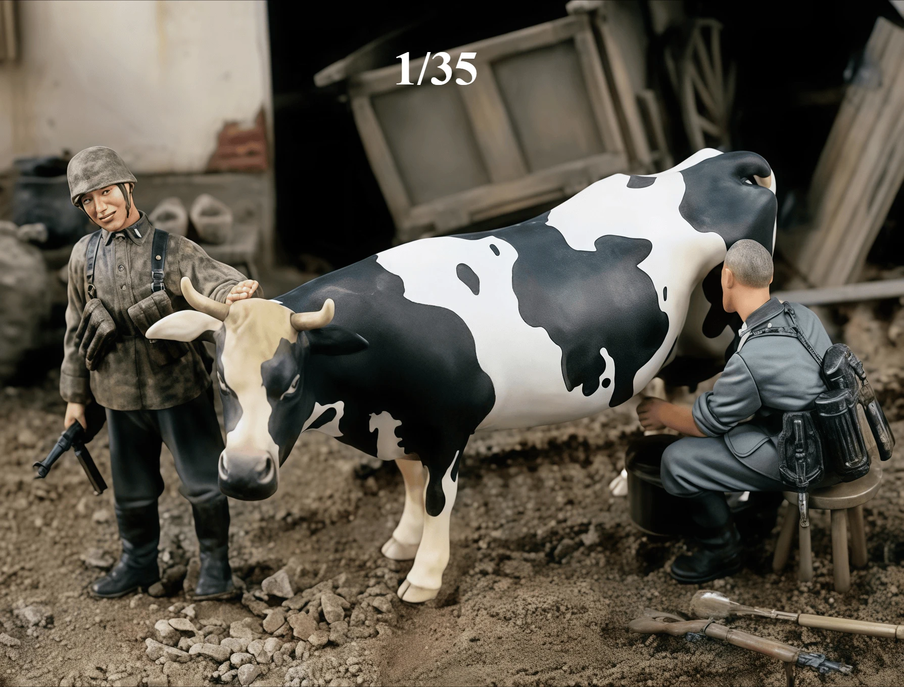 

Precision 1/35 Fresh Milk Gk Soldiers with Milking Cow Uncolored Resin Figure Miniature Garage