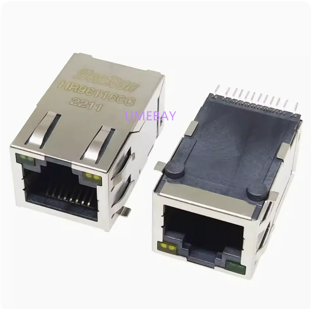 

10pcs Network interface socket RJ45 with light isolation transformer SMT patch HR961160C HY971161C