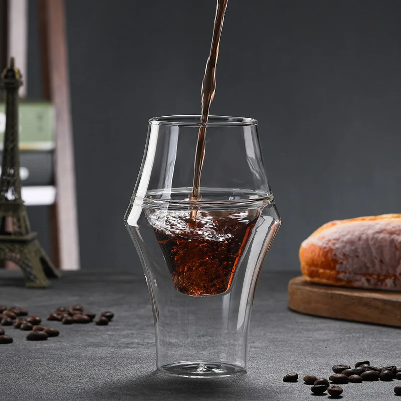 New Creative Double-layer Glass Cup Espresso Coffee Cup Anti-scalding Milk Party Brandy Wine Teacup Mug 120/250/335ml