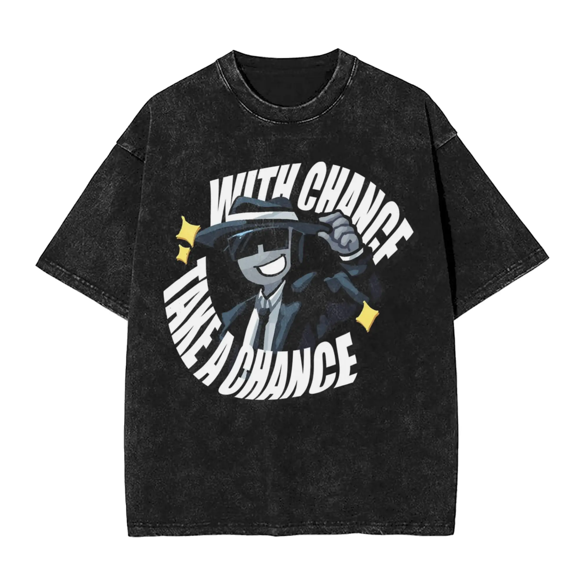 Forsaken Take A Chance Washed T Shirt Streetwear Hip Hop Fashion T-Shirts Tees Men Women Short Sleeve High Street Printed