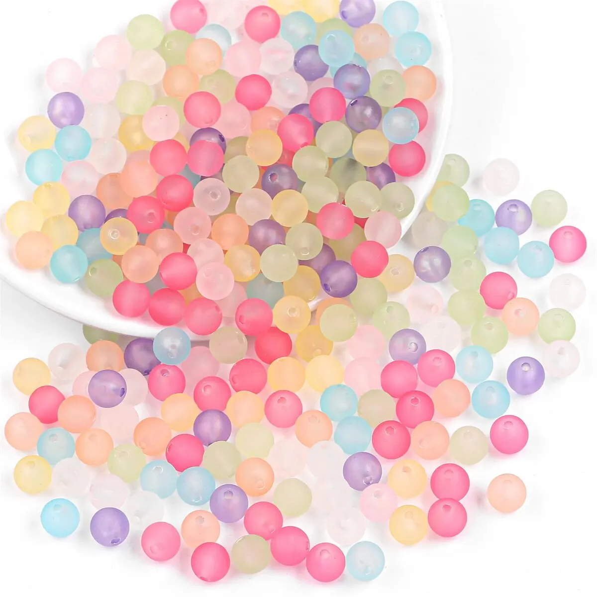 About 115pcs Acrylic Transparent Rubber Frosted round Beads Scattered Beads Handmade Jewelry Accessories Materials