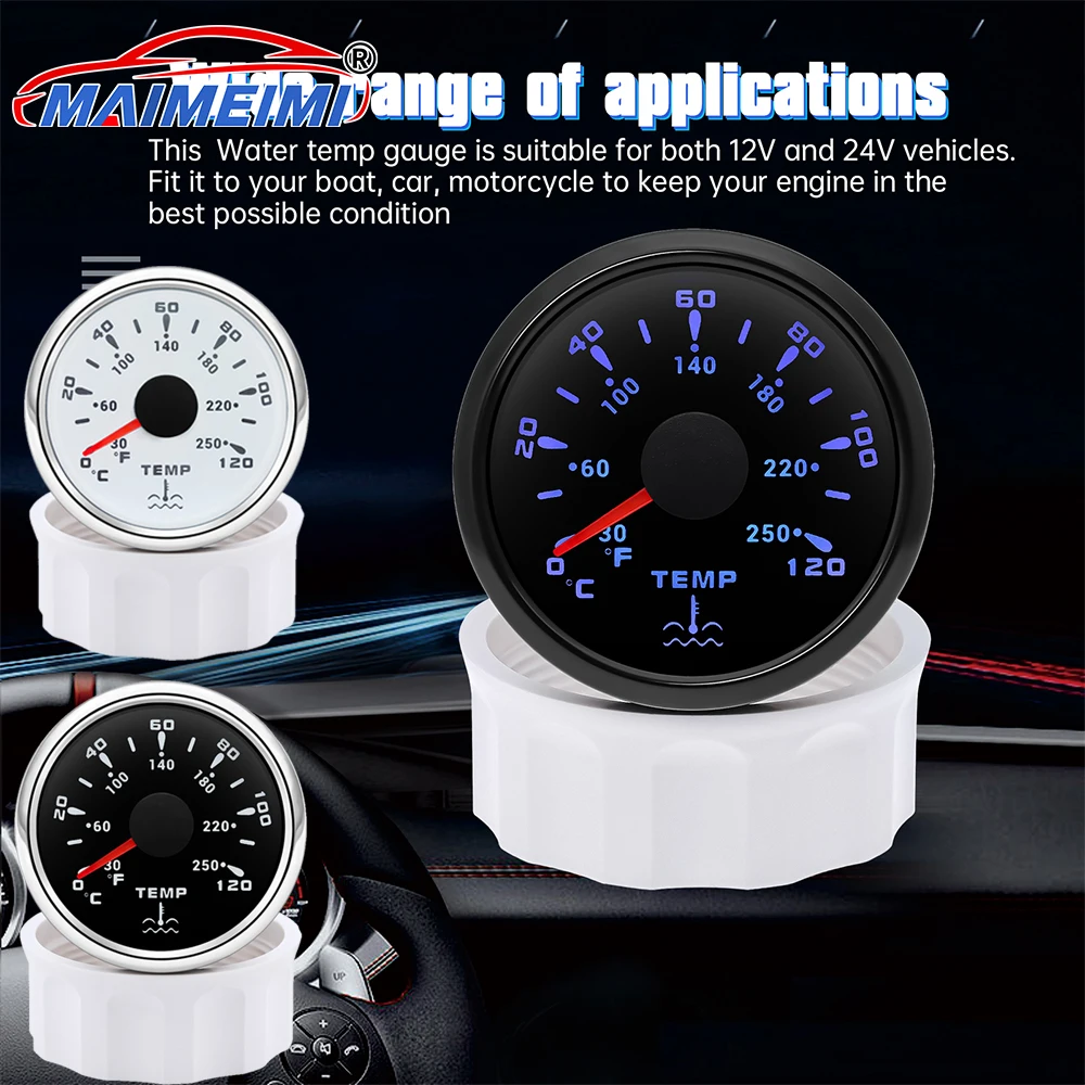 

0-120℃/30-250℉ Water Temperature Gauge 7Color Backlight Waterproof / Car Water Temperature Sensor Digital pointer Car Gauge