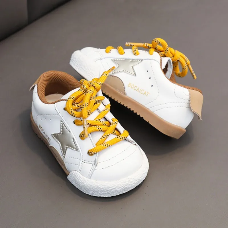 Picture 3: Genuine leather baby walking shoes boys' anti slip functional shoes new girls' toe cap board shoes Kids soft soled casual shoes