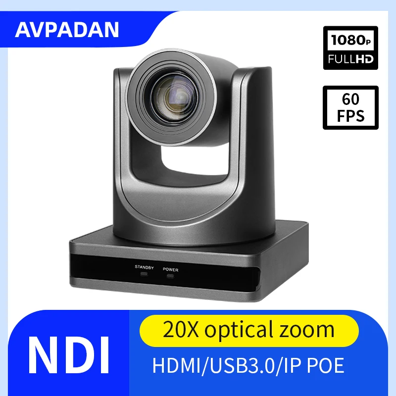 AVPANDAN NDI Camera HD 1080P Video Conference Camera 20X  Broadcast Live Streaming Camera YouTube Cam