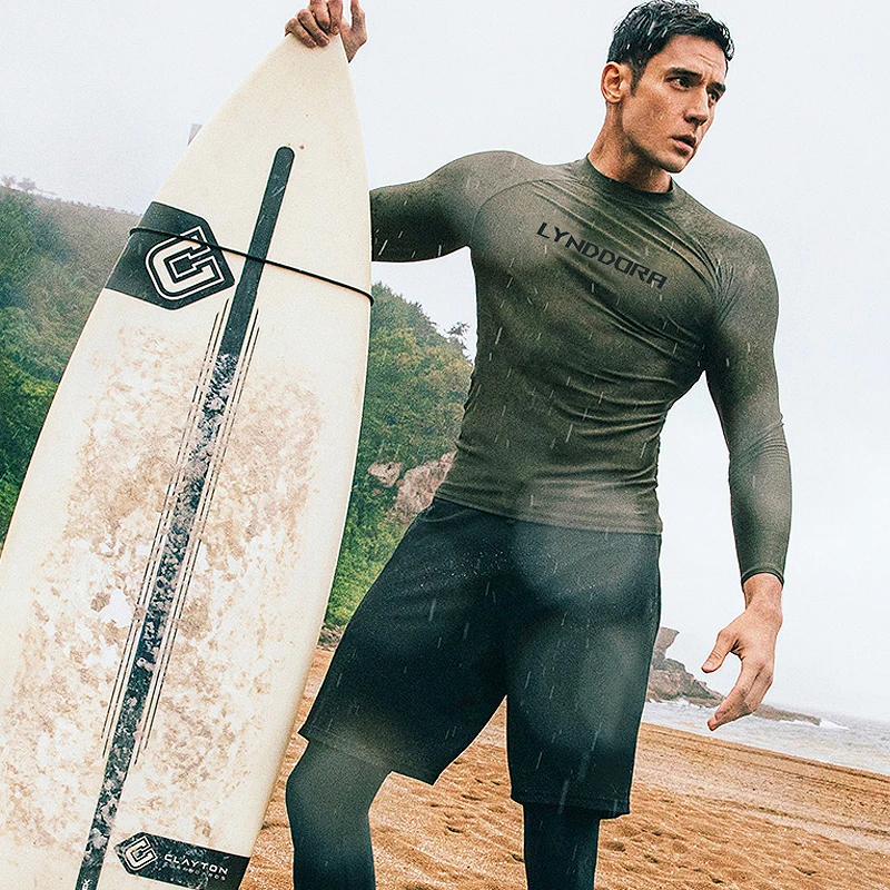 New Men Swimming T-shirt Swimsuit Beach UV Protection Rash Guard Diving Swimwear Long Sleeve Surfing Suit Surf Clothes Rashguard