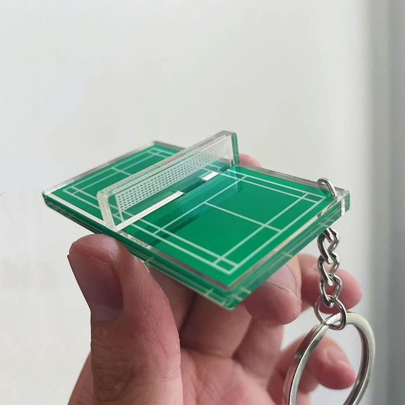 Badminton Keychain Souvenir Mini Tennis Pendant Table Tennis Table Three-dimensional Acrylic Keychain