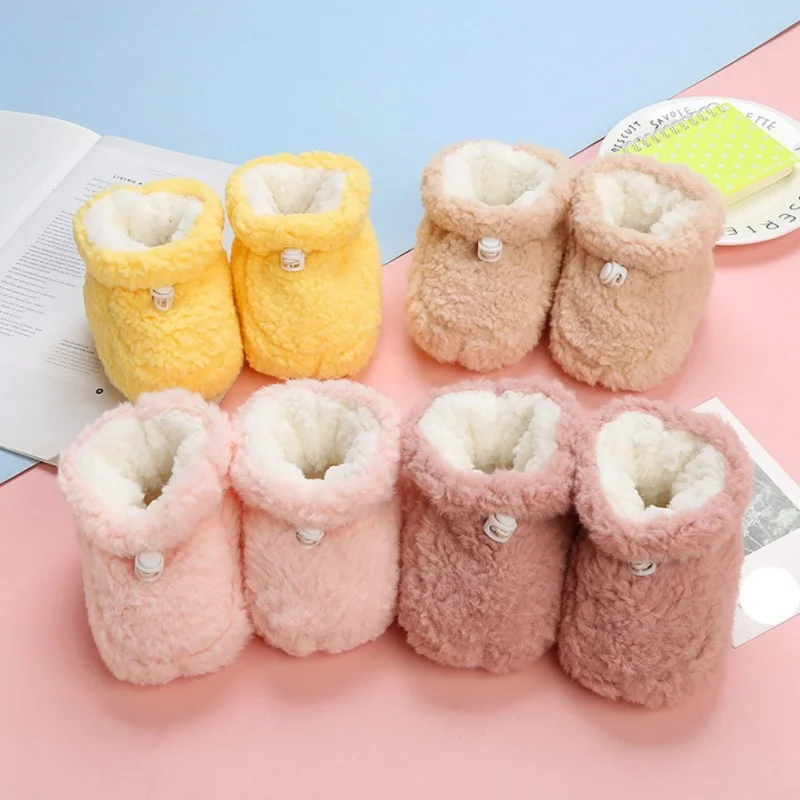 

Winter Plush And Thick Baby Girls Shoes With Soft Sole Keep Warmth Baby Walking Shoes Boots 0-12 Months Old