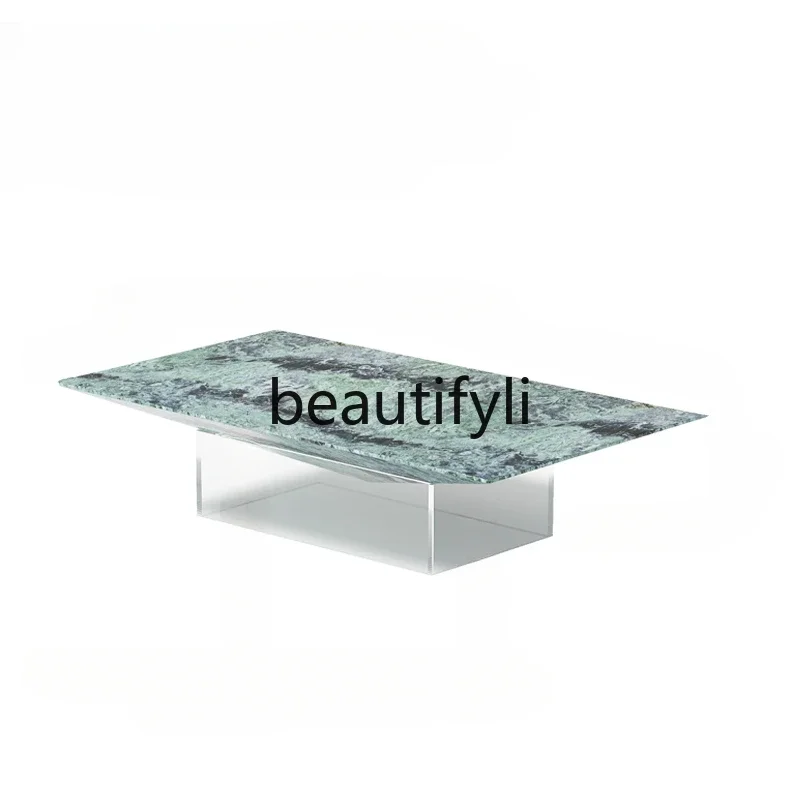 

Italian Bulgari marble suspended coffee table living room home acrylic modern simple long coffee table