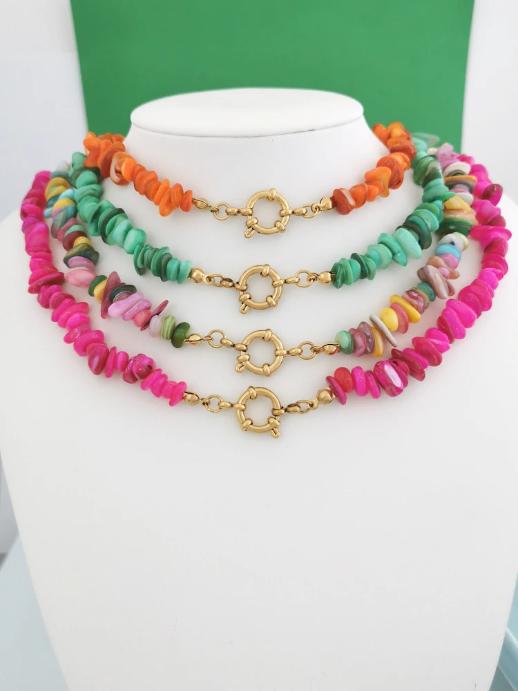Boho Anker-Halskette für Damen, Muschel-Choker, Edelstahl, Geometrische Kette, Basic DIY, Goldfarben, PVD, Wasserdicht, Großhandel – Detail 4