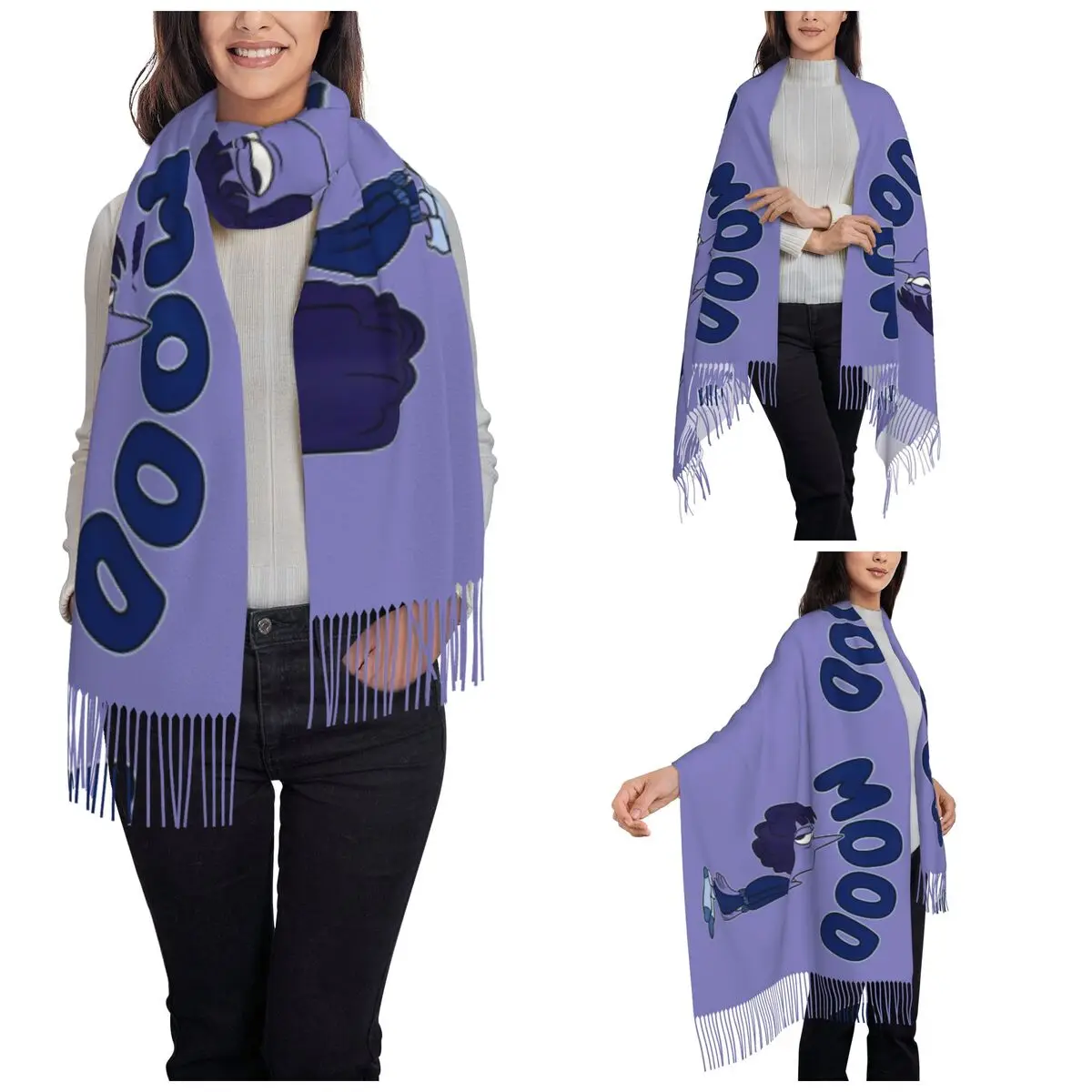 Women's Tassel Scarf Inside Out Large Winter Fall Shawl and Wrap Mood Ennui Bored Retro Shot Daily Wear Cashmere Scarf