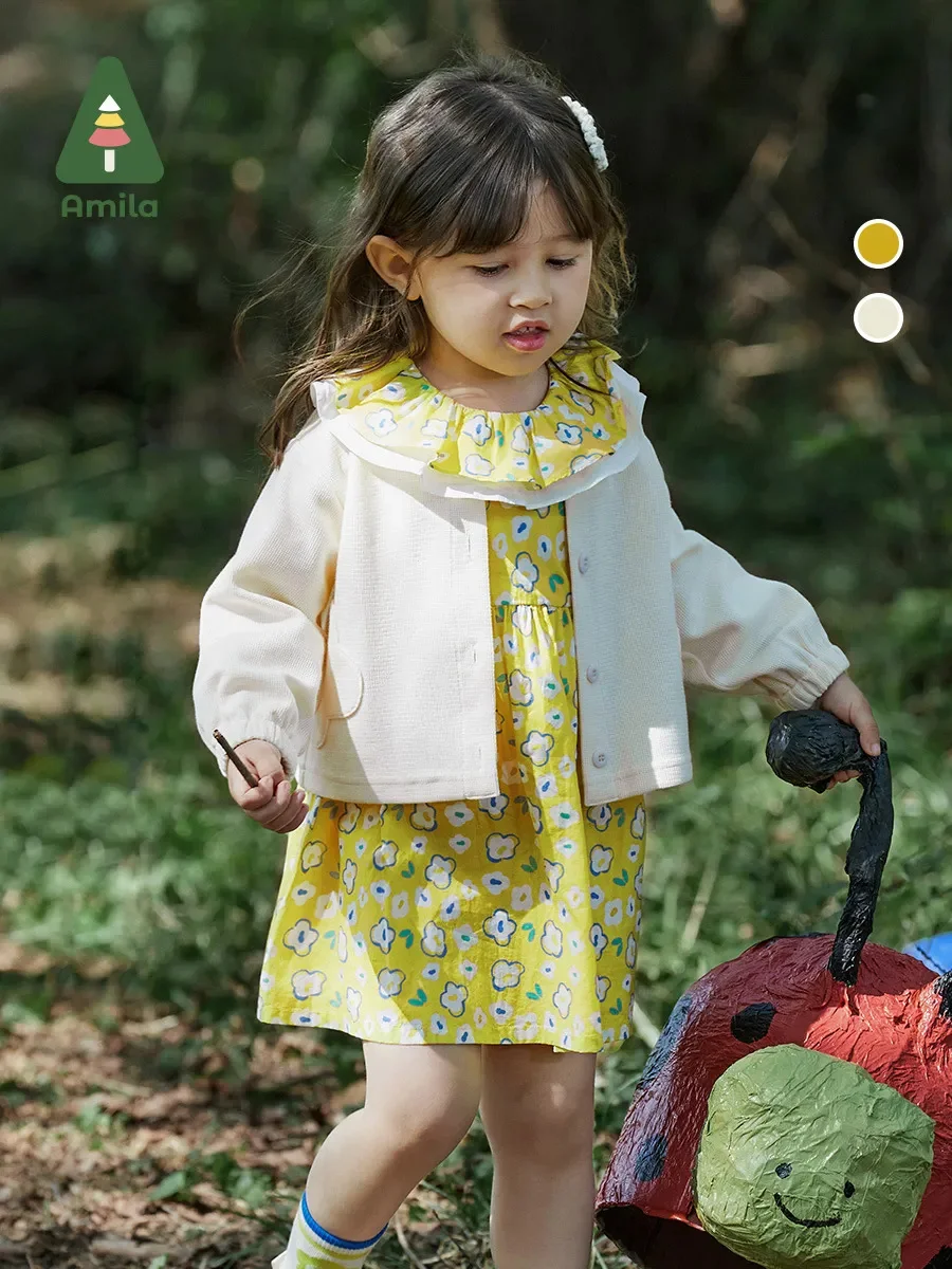 Baby Dress Spring New Girls Skirt Suit Cardigan+Dress Two Piece Children's Clothes High Quality Cotton Kids Infant TZ821