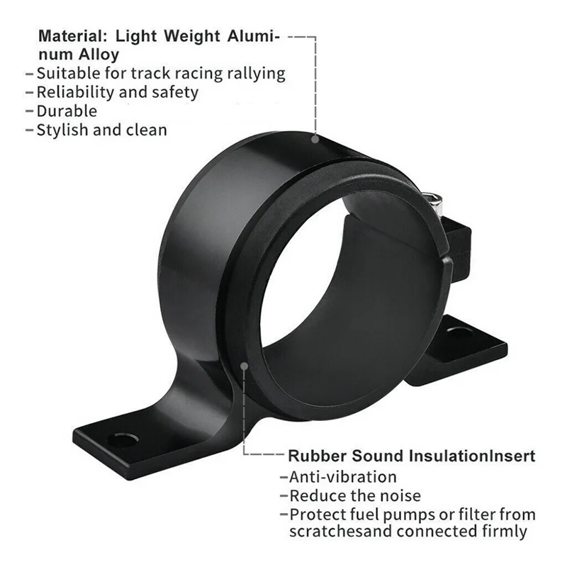 

N29R_Black 60mm Fuel Pump Single Mount Bracket Filter Clamp for 044 BOSCH