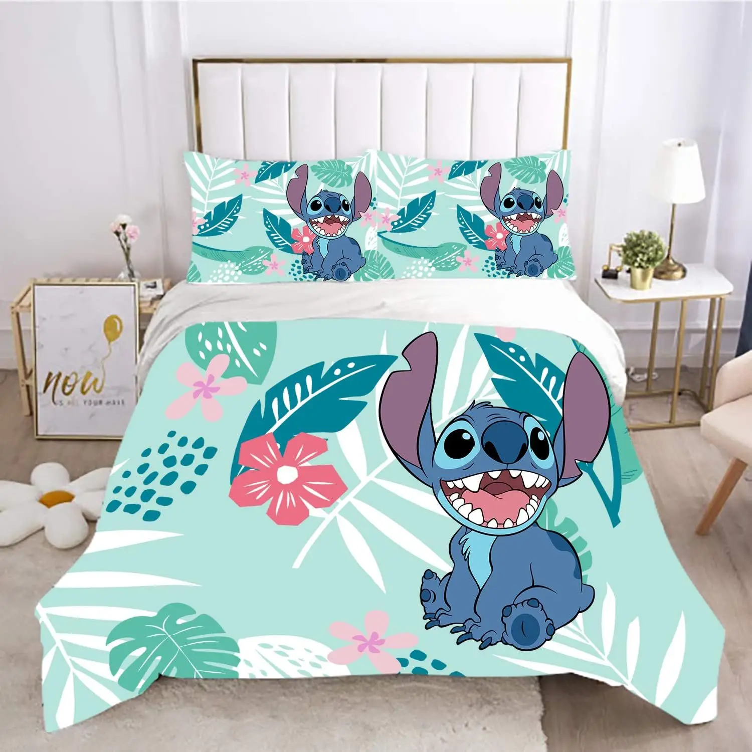 Stitch Comforter Bedding Sets Cute Quilt Bed Cover Duvet Cover Pillow Case 2-3 Pieces Sets Kids Adult Size