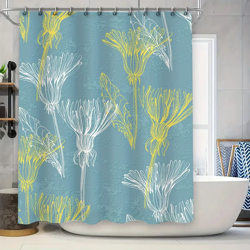 

Занавеска для душа с цветочным рисунком и ручной росписью современного прикосновения для декора вашей ванной комнаты.