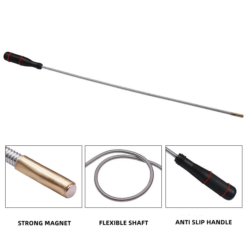 Flexible Magnetic Pickup Tool Bendable Snake Pickup Bendable Suction Bar for Locate Falling Objects Reach Sink Drains Pick Up