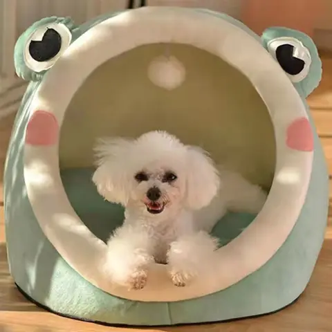 겨울 귀엽고 따뜻한 고양이/개 집 접이식 및 빨 수있는 강아지 동굴 소파 애완 동물 침대 집 중소형 개에게 적합