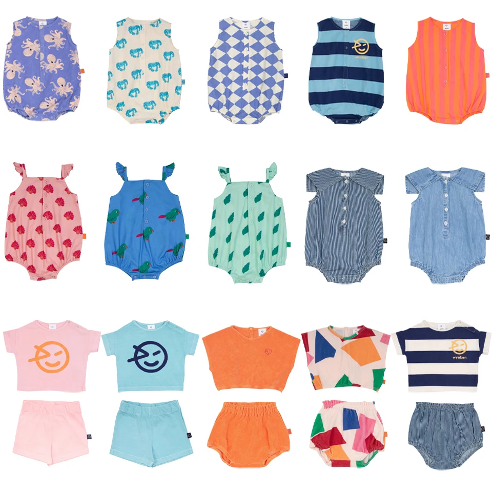 

2024 New WYN Summer Boys Cartoon Print T-shirt Shorts Tops Girls Baby Crawling Rompers Baby Soft Jumpsuit Children Clothes Set