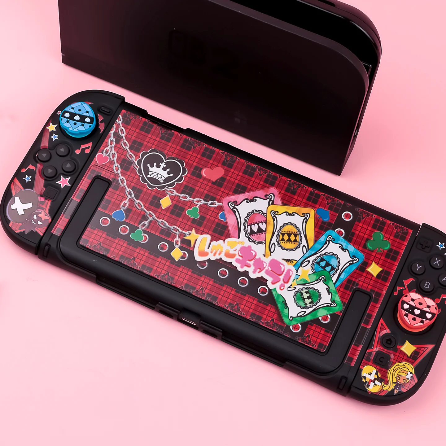 

Cute Amu-Themed Protective Case compatible with Switch 2 - Black Detachable Shell NS2 (2025) PC Hard Shell / Thumb Grip Caps