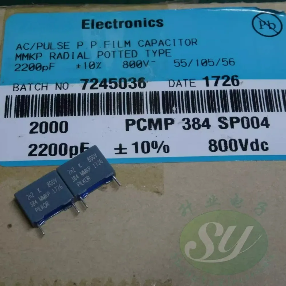 

20pcs/lot MKP384 0.0022uf 800v 2n2 2200pf 2.2nf 222 K Brand new 10mm Film capacitor PCMP384SP004