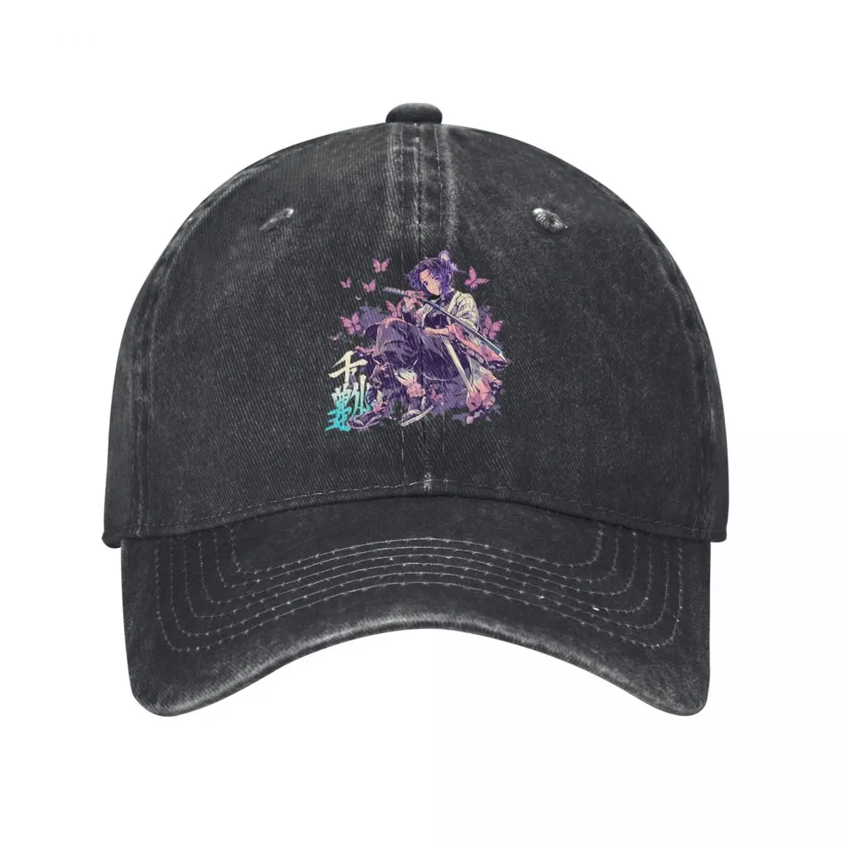 Shinobu Kocho Cartoon Demon Slayers Unisex Baseball Cap Anime Distressed Washed Hats Cap Vintage Outdoor Summer Headwear