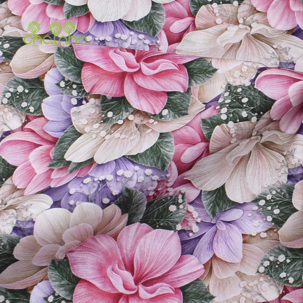 Chainho,Hydrangea Printed Plain-Weave Cotton Fabric,Patchwork Clothes For Handmade DIY Quilting Sewing Crafts,Bags,Toys Material